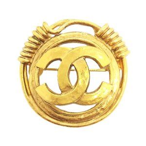 CHANEL Silver Logo Brooch
